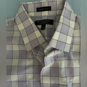 Banana Republic Men's Lavender and White Plaid Shirt